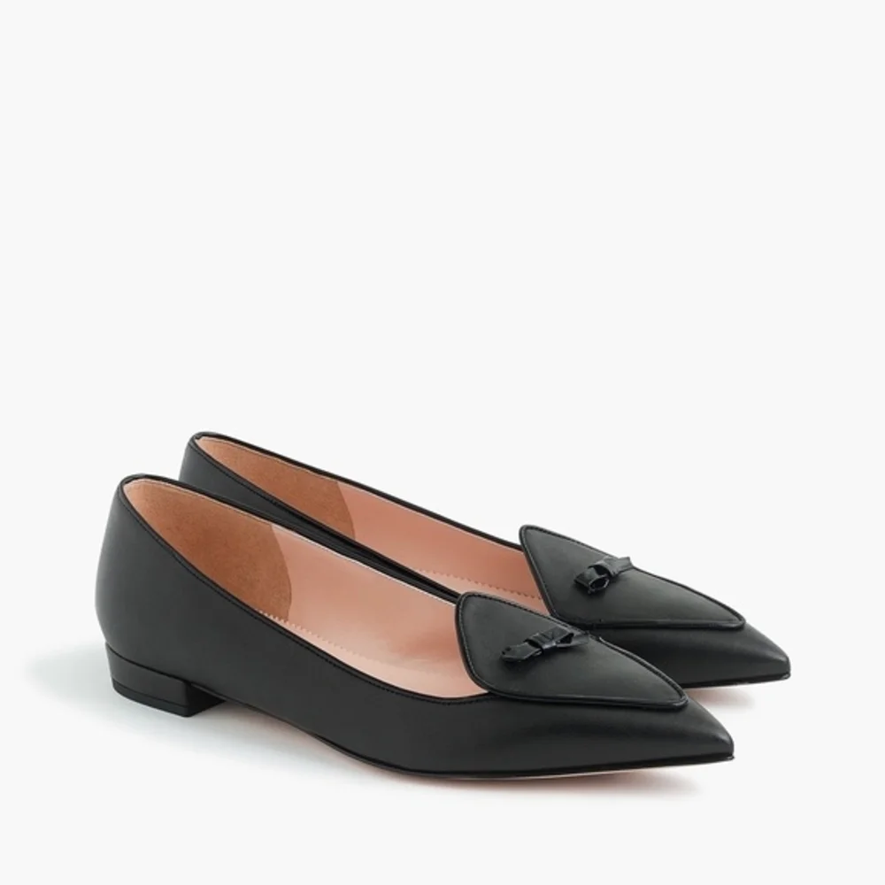 Black Leather Women's Flats